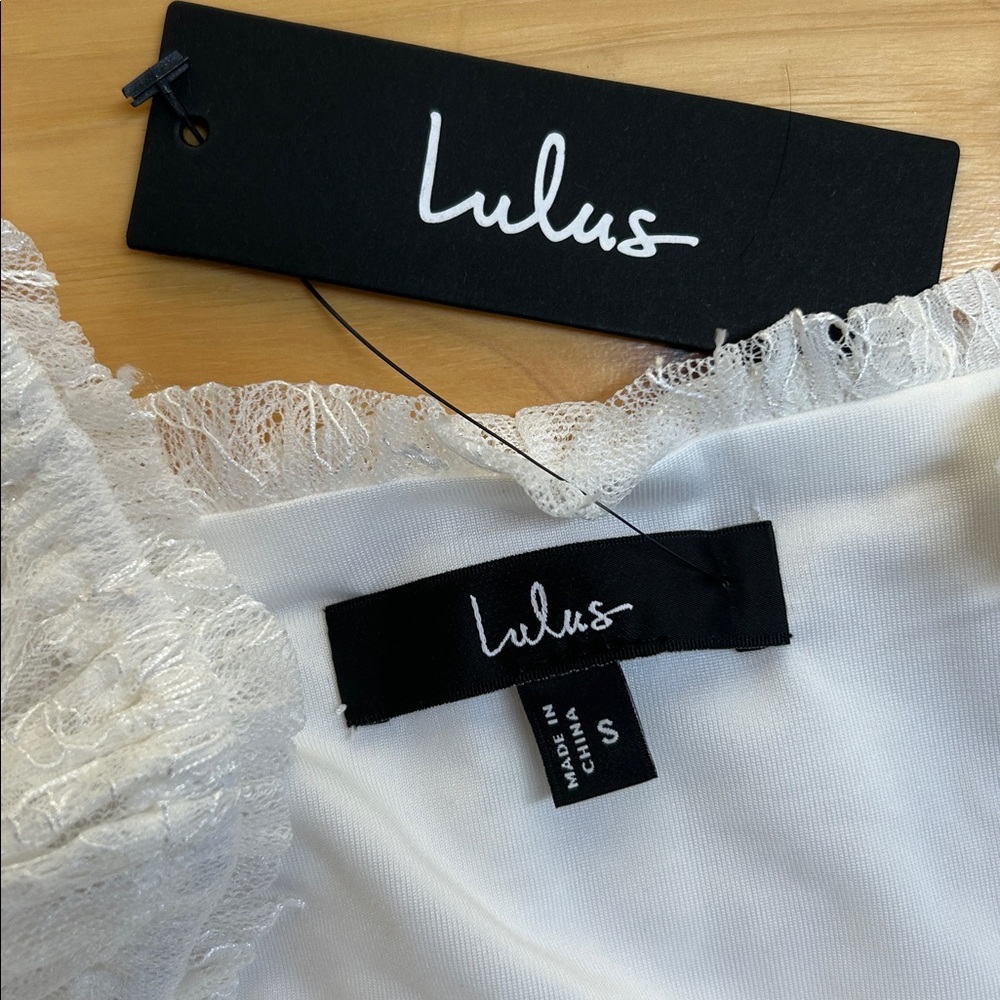 NWT Lulus White Sheer Lace Midi Dress | Size Small - Picture 11 of 11
